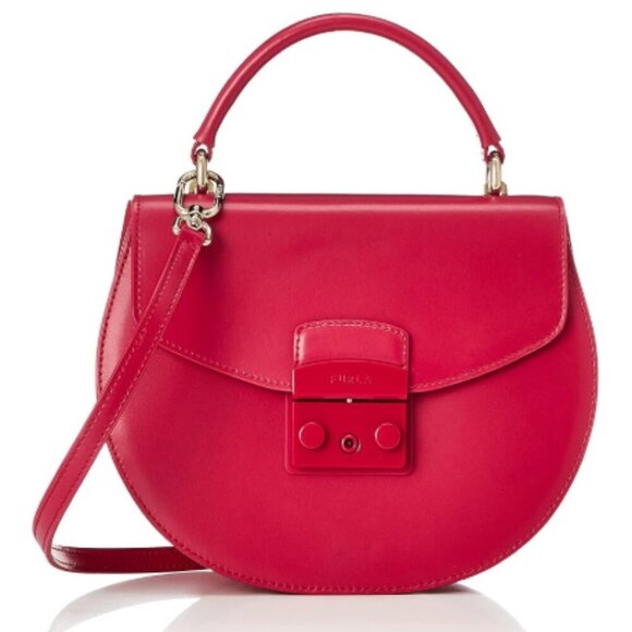 NWT!NEW!Furla Metropolis S Top Handle Round Crossbody -Smooth Leather Red - Picture 16 of 16